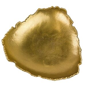 Red Co. 12” Decorative Antique Golden Allure Torn Metal Centerpiece Bowl with Sculpted Edges