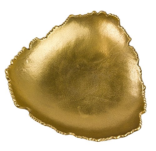 Red Co. 12” Decorative Antique Golden Allure Torn Metal Centerpiece Bowl with Sculpted Edges