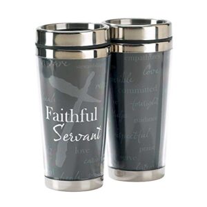 dicksons black faithful servant cross 16 oz. stainless steel travel mug with lid
