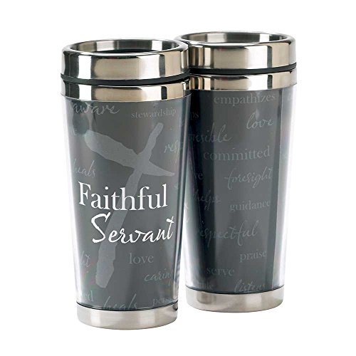 Dicksons Black Faithful Servant Cross 16 Oz. Stainless Steel Travel Mug with Lid