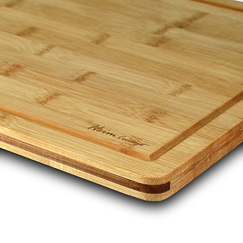 Heim Concept Organic Bamboo Cutting Boards for Kitchen Extra Large Chopping Board with Juicy Groove Perfect for Meat, Vegetables, Fruits, Cheese (18x12x3/4)