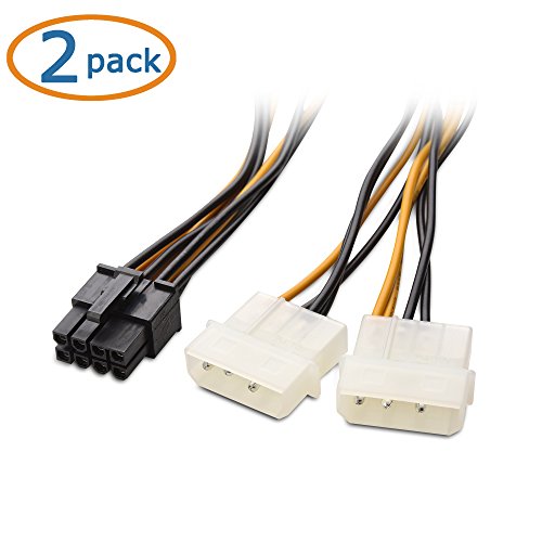 Cable Matters 2-Pack 8-Pin PCIe to Molex (2X) Power Cable 4 Inches