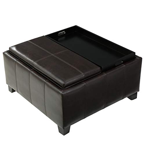 Christopher Knight Home Mansfield PU Storage Ottoman, Brown