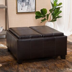 Christopher Knight Home Mansfield PU Storage Ottoman, Brown