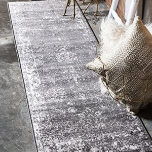 Unique Loom Sofia Collection Area Rug - Casino (2' x 6' 7" Runner, Dark Gray/ Ivory)