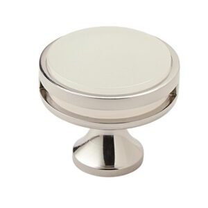 amerock | cabinet knob | polished nickel/frosted | 1-3/8 inch (35 mm) diameter | oberon | 1 pack | drawer knob | cabinet hardware