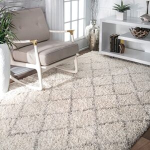 nuloom edwin trellis shaggy area rug, 7' 6" x 9' 6", natural