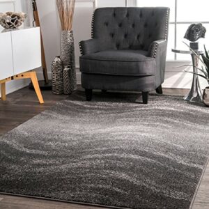 nuloom julene abstract waves area rug, 8' 2" x 11' 6", grey