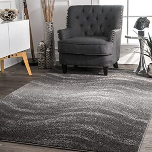 nuloom julene abstract waves area rug, 5' x 8', grey