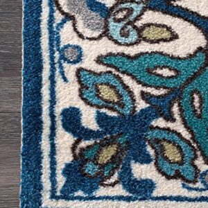 nuLOOM 4-Feet-by-6-Feet Floral Leda Rug - Blue