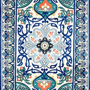 nuLOOM 4-Feet-by-6-Feet Floral Leda Rug - Blue