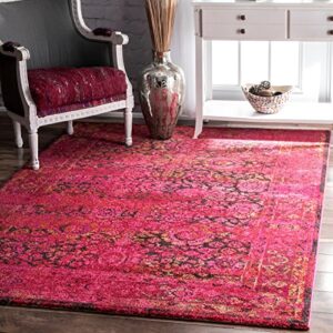 nuloom vintage shuler area rug, 7' 10" x 11', cherry pink