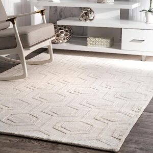 nuloom ambrose hand woven wool area rug, 8' 6" x 11' 6", ivory