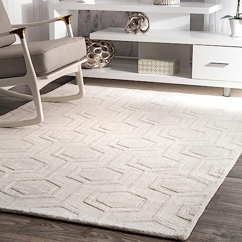 nuLOOM Ambrose Hand Woven Wool Area Rug, 8' 6" x 11' 6", Ivory