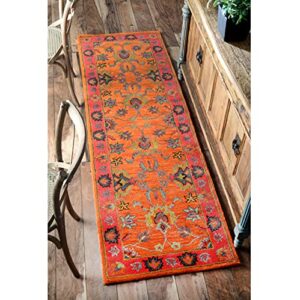 nuloom hand tufted montesque runner rug, 2' 6" x 10', orange