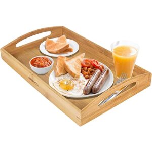 greenco bamboo serving tray with handles (small, rectangle)