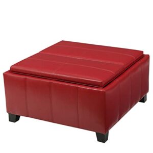 christopher knight home mansfield pu storage ottoman, red