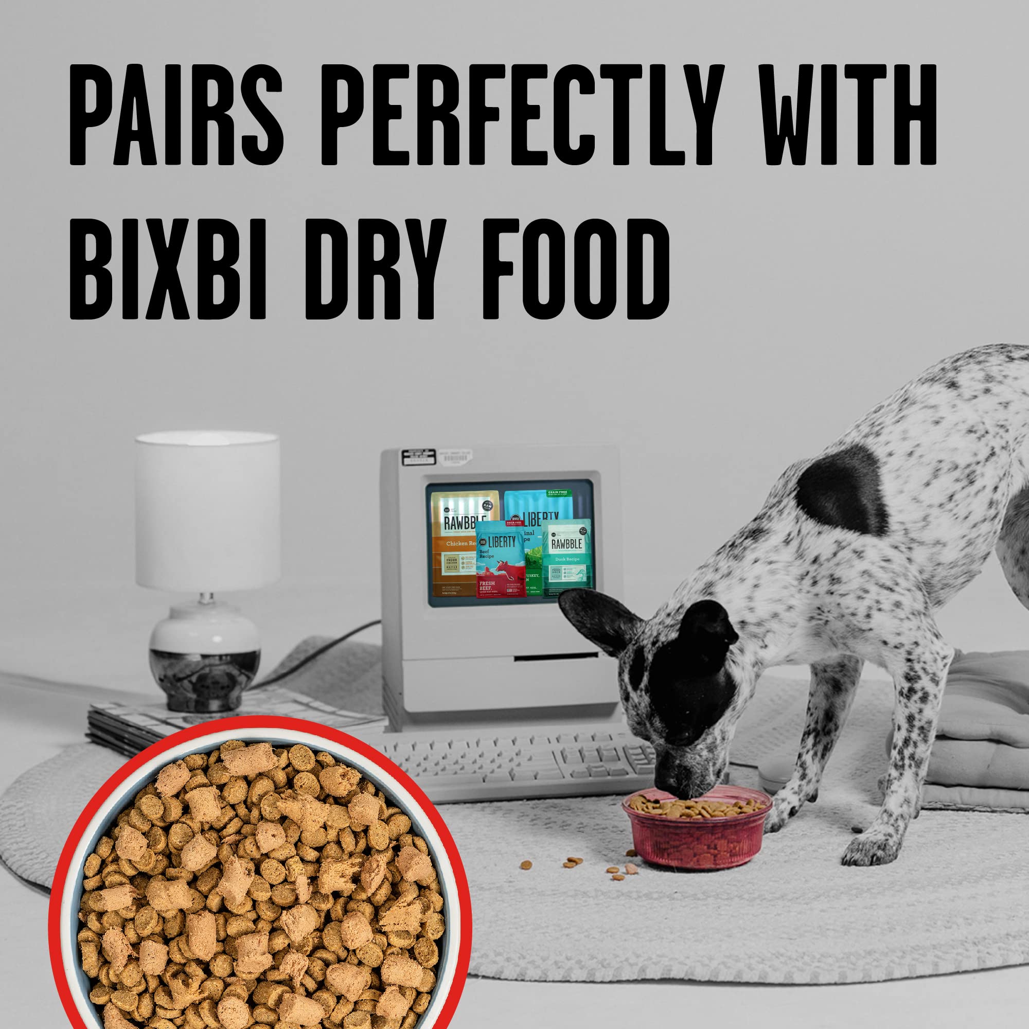 BIXBI Rawbble Freeze Dried Dog Food, Beef Recipe, 12 oz - 98% Meat and Organs, No Fillers - Pantry-Friendly Raw Dog Food for Meal, Treat or Food Topper - USA Made in Small Batches