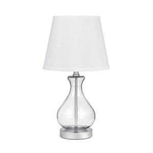 catalina 19896-001 transitional teardrop clear glass table lamp, 18, white