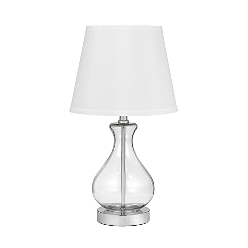 Catalina 19896-001 Transitional Teardrop Clear Glass Table Lamp, 18, White