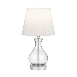 Catalina 19896-001 Transitional Teardrop Clear Glass Table Lamp, 18, White