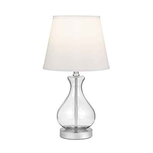 Catalina 19896-001 Transitional Teardrop Clear Glass Table Lamp, 18, White