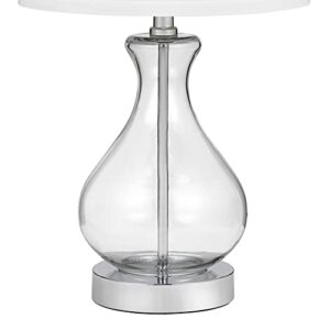 Catalina 19896-001 Transitional Teardrop Clear Glass Table Lamp, 18, White