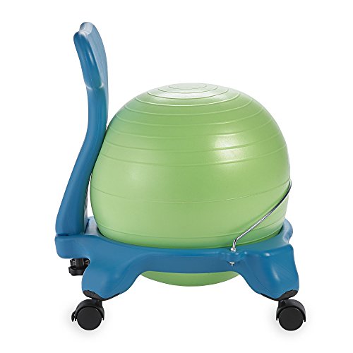 Gaiam Kids Balance Ball Chair - Classic Children's Stability Ball Chair, Alternative School Classroom Flexible Desk Seating for Active Students with Satisfaction Guarantee, Blue/Green