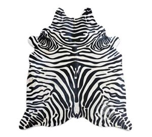 safari zebra print black on off white genuine cowhide rug 6 x 7 ft. 180 x 210 cm