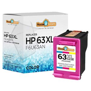 houseoftoners compatible ink cartridge replacement for hp 63xl ink cartridges color, envy 4520 deskjet 1112 2130 3630 3631 3632 officejet 3830 4650 4655 5212 (1 color)