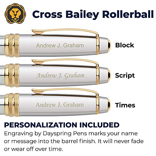 Dayspring Pens Engraved Cross Pen | Personalized Cross Bailey Medalist Rollerball Gift Pen - Custom Engraved Fast for a Unique, Functional Personalized Gift.