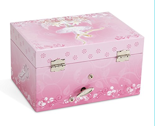 Jewelkeeper Girl's Musical Jewelry Storage Box with Spinning Ballerina, Pink Design, Swan Lake Tune