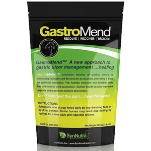 gastromend ulcer supplement for horses, 100% natural equine stomach health for horses, promotes healing & prevention of gastric ulcers, supports gastric and hindgut health, 30 servings, made in usa