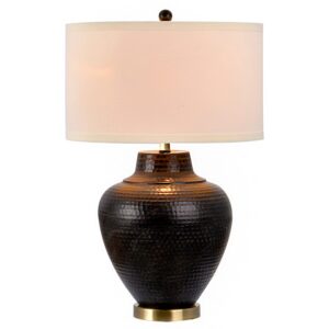 catalina 19954-000 modern hammered metal table lamp with antique brass accents, 27.25, oil rubbed bronze