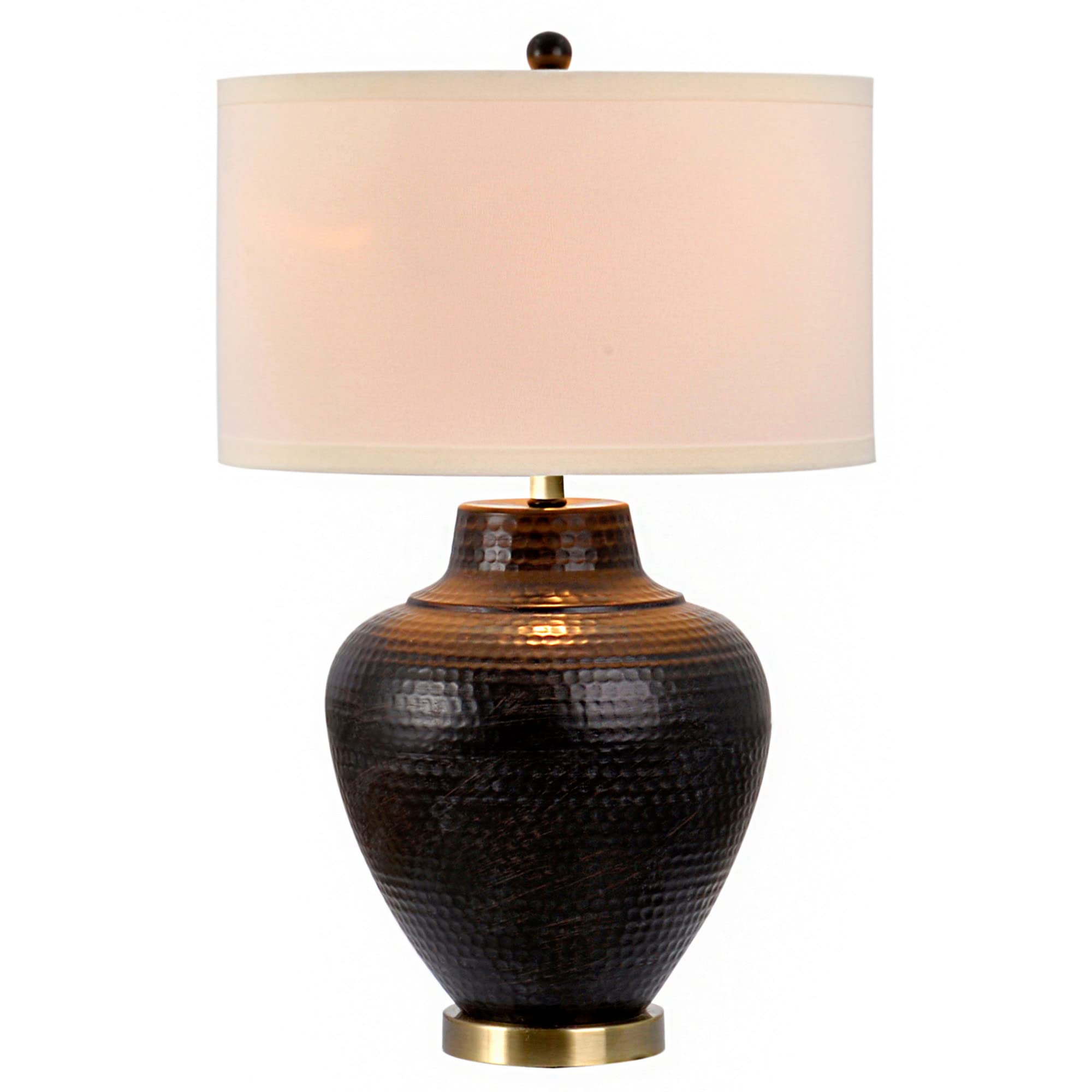 Catalina 19954-000 Modern Hammered Metal Table Lamp with Antique Brass Accents, 27.25, Oil Rubbed Bronze