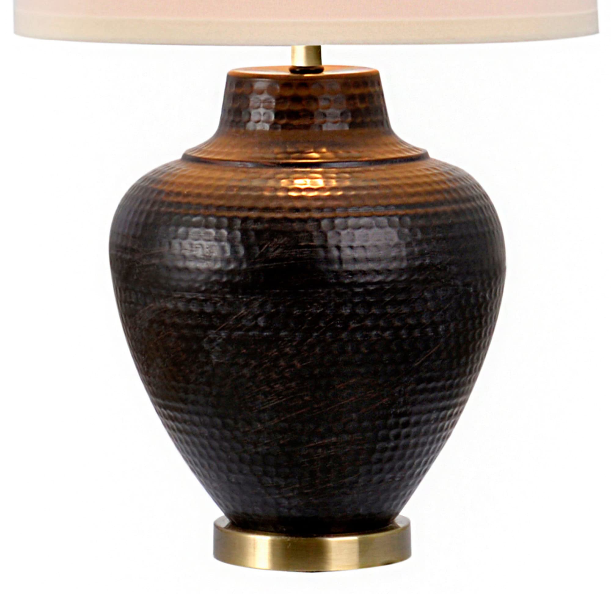 Catalina 19954-000 Modern Hammered Metal Table Lamp with Antique Brass Accents, 27.25, Oil Rubbed Bronze