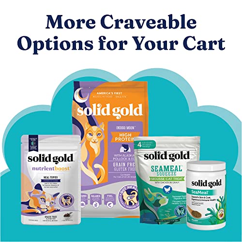 Solid Gold Wet Cat Food Shreds in Gravy - Canned Cat Food Made w/Real Tuna for Cats of All Ages - Five Oceans Grain Free Cat Wet Food for Sensitive Stomach & Overall Wellness - 16ct/6oz Can