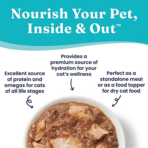 Solid Gold Wet Cat Food Shreds in Gravy - Canned Cat Food Made w/Real Tuna for Cats of All Ages - Five Oceans Grain Free Cat Wet Food for Sensitive Stomach & Overall Wellness - 16ct/6oz Can