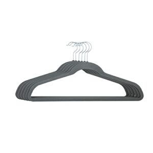 simplify extra wide 21” velvet coat hangers | 6 pack | slim design | heavy duty | holds 10 pounds | closet organization | shirt & clothes | grey