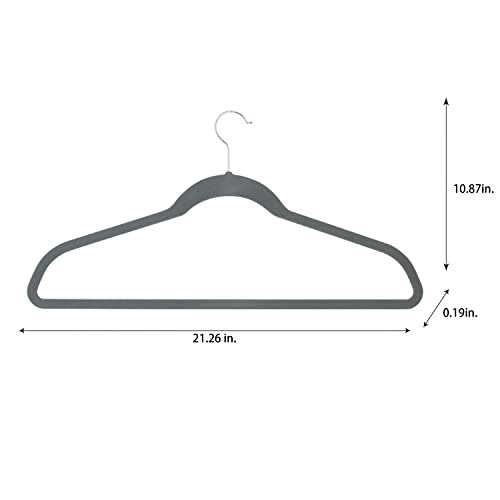 Simplify Extra Wide 21” Velvet Coat Hangers | 6 Pack | Slim Design | Heavy Duty | Holds 10 Pounds | Closet Organization | Shirt & Clothes | Grey