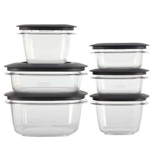 Rubbermaid Premier Easy Find Lids Meal Prep and Food Storage Containers, Set of 6 (12 Pieces Total), Grey |BPA-Free & Stain Resistant