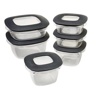 Rubbermaid Premier Easy Find Lids Meal Prep and Food Storage Containers, Set of 6 (12 Pieces Total), Grey |BPA-Free & Stain Resistant