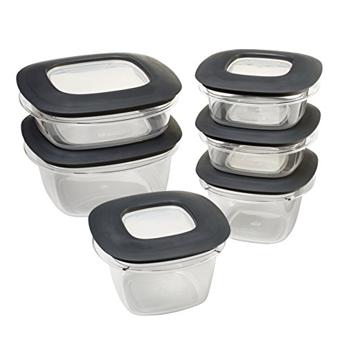 Rubbermaid Premier Easy Find Lids Meal Prep and Food Storage Containers, Set of 6 (12 Pieces Total), Grey |BPA-Free & Stain Resistant