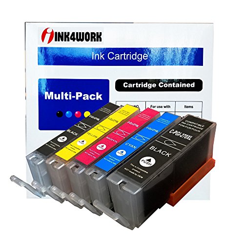 INK4WORK 5 Pack Compatible Ink Cartridge Replacement for Canon PGI-270 XL PGI270XL CLI271XL CLI-271XL for use with PIXMA MG5720 MG5721 MG5722 MG6820 MG6821 MG6822 TS5020 TS6020