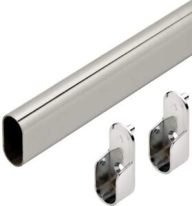 oval wardrobe tube polished chrome closet rod w/end supports, welded steel, 1.0mm thick chrome-plated (1, 36")