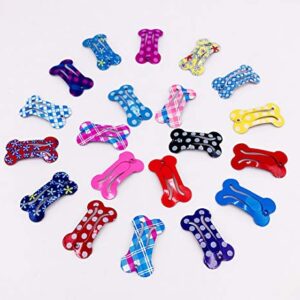 PET SHOW Cute 1" Small Bone Snap Hair Clips Pet Grooming Products Dog Cat Puppy Hair Accessories Random Color Pack of 20