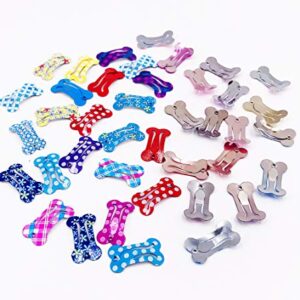 PET SHOW Cute 1" Small Bone Snap Hair Clips Pet Grooming Products Dog Cat Puppy Hair Accessories Random Color Pack of 20