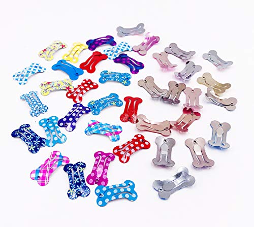 PET SHOW Cute 1" Small Bone Snap Hair Clips Pet Grooming Products Dog Cat Puppy Hair Accessories Random Color Pack of 20