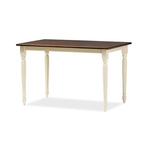 baxton studio napoleon french country cottage buttermilk and cherry brown finishing wood dining table