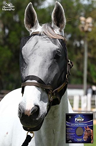 Opti-Force Equine Fly Mask- Horse Fly Mask with UV Protection and Insect Repellent, Adjustable Fit for Comfort- Without Ears XL